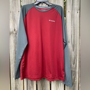Columbia long sleeve Omni shade maroon & grey shirt, excellent condition,size XL